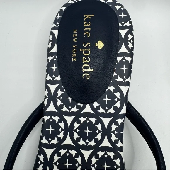 Kate Spade Mystic Bow Flats Sandals Navy White - Picture 4 of 8